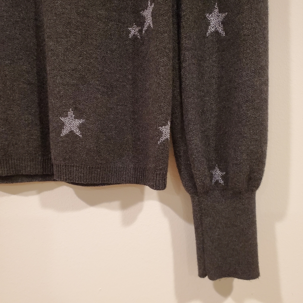 Ann Taylor Silver Thread Star Pattern Crewneck Sw… - image 2
